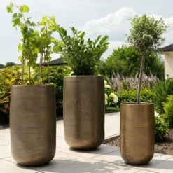 Pflanzgefäß 'Rowen', Gold, Ø 41 X H 72 Cm -Elho || LECHUZA Verkäufe 3210801630 3210801631 3210801632 3210801633 Pflanzgefaess Rowen gold 8 115020