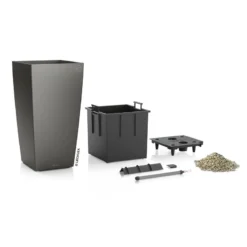 LECHUZA Cubico Premium, All-in-One-Set, Anthrazit-metallic, 22x22, H:41 Cm -Elho || LECHUZA Verkäufe 3325100090 Cubico Premium22 anthrazit All in One Set 22x22x41cm RGB 3 7753